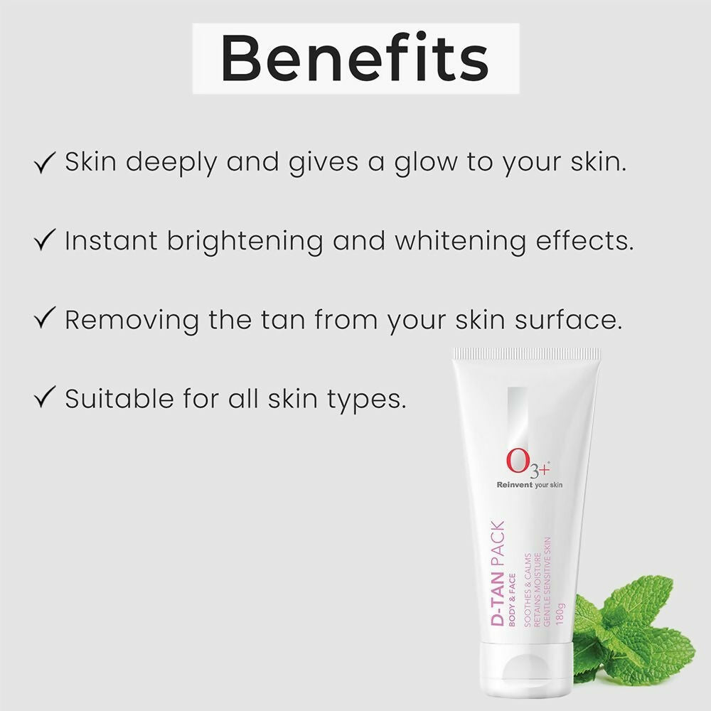 Professional O3+ D-Tan Pack For Instant Tan Removal | Grocsy
