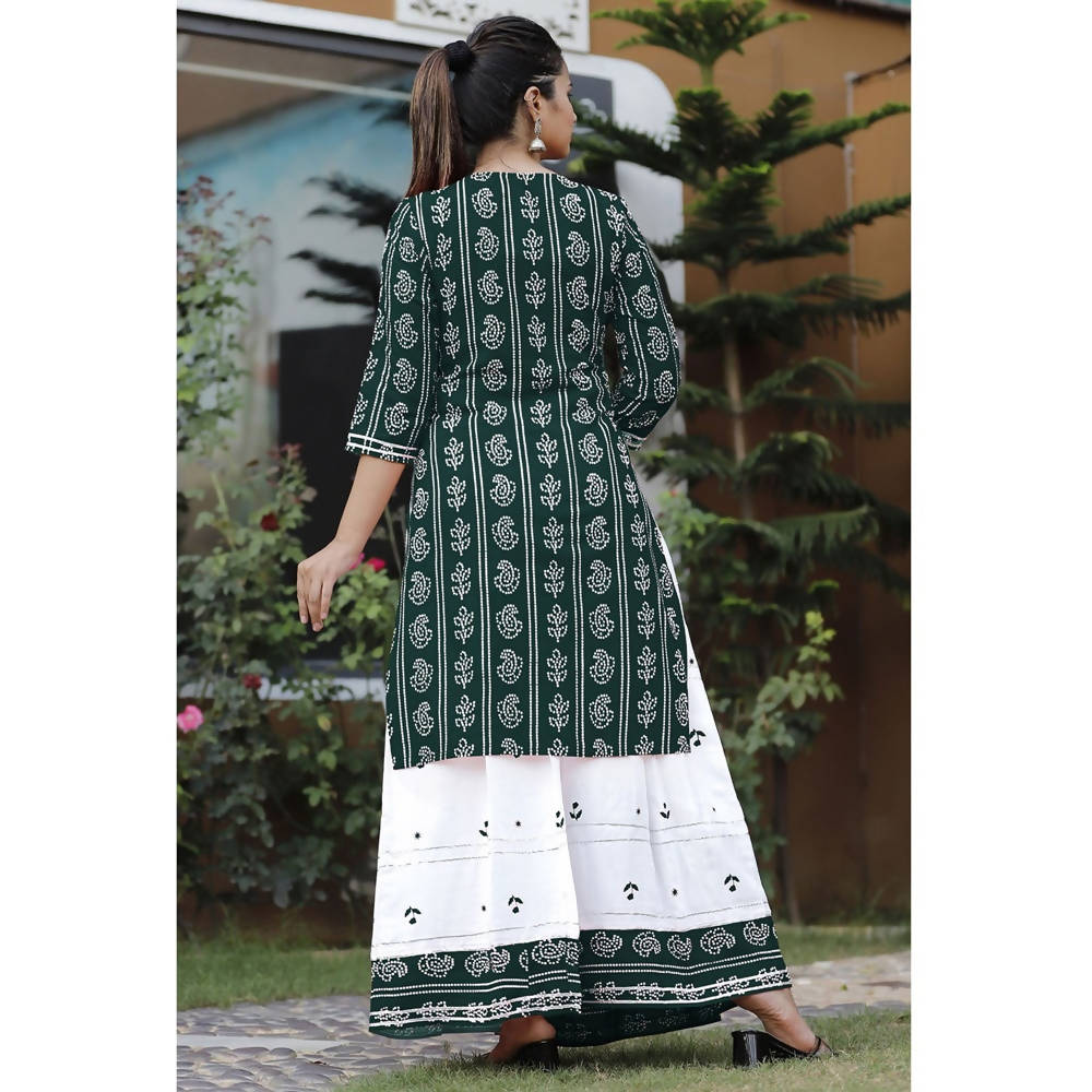 Vamika Green Rayon Gota Patti work Kurti With Skirt Suit | Grocsy