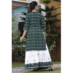 Vamika Green Rayon Gota Patti work Kurti With Skirt Suit | Grocsy