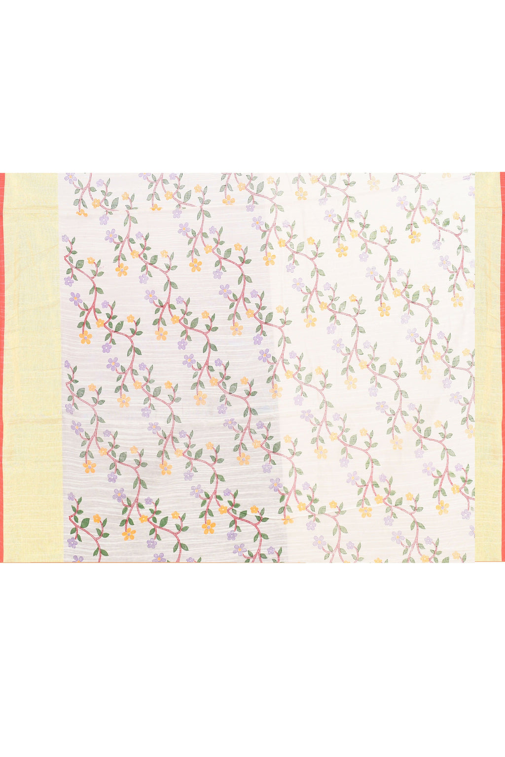 Piyari Fashion Women's White Embellished Cotton Blend Printed Saree | Grocsy