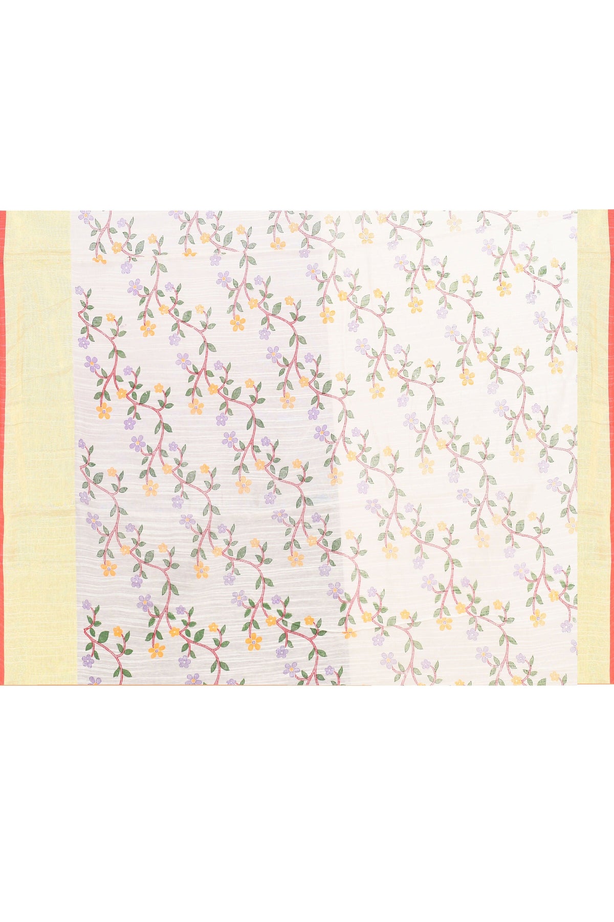 Piyari Fashion Women's White Embellished Cotton Blend Printed Saree | Grocsy