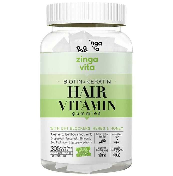 Zingavita Biotin + Keratin Hair Vitamin Kaccha Aam Gummies | Grocsy