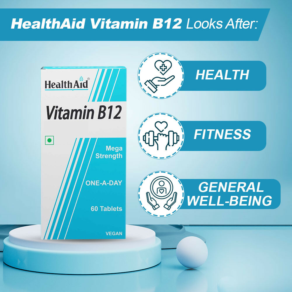 HealthAid Vitamin B12 1000 mcg Mega Strength Tablets - Limited Time Offer - Swadesiicart