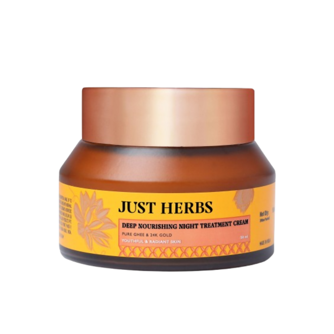 Just Herbs Pure Ghee & 24K Gold Deep Nourishing Night Treatment Cream | Grocsy