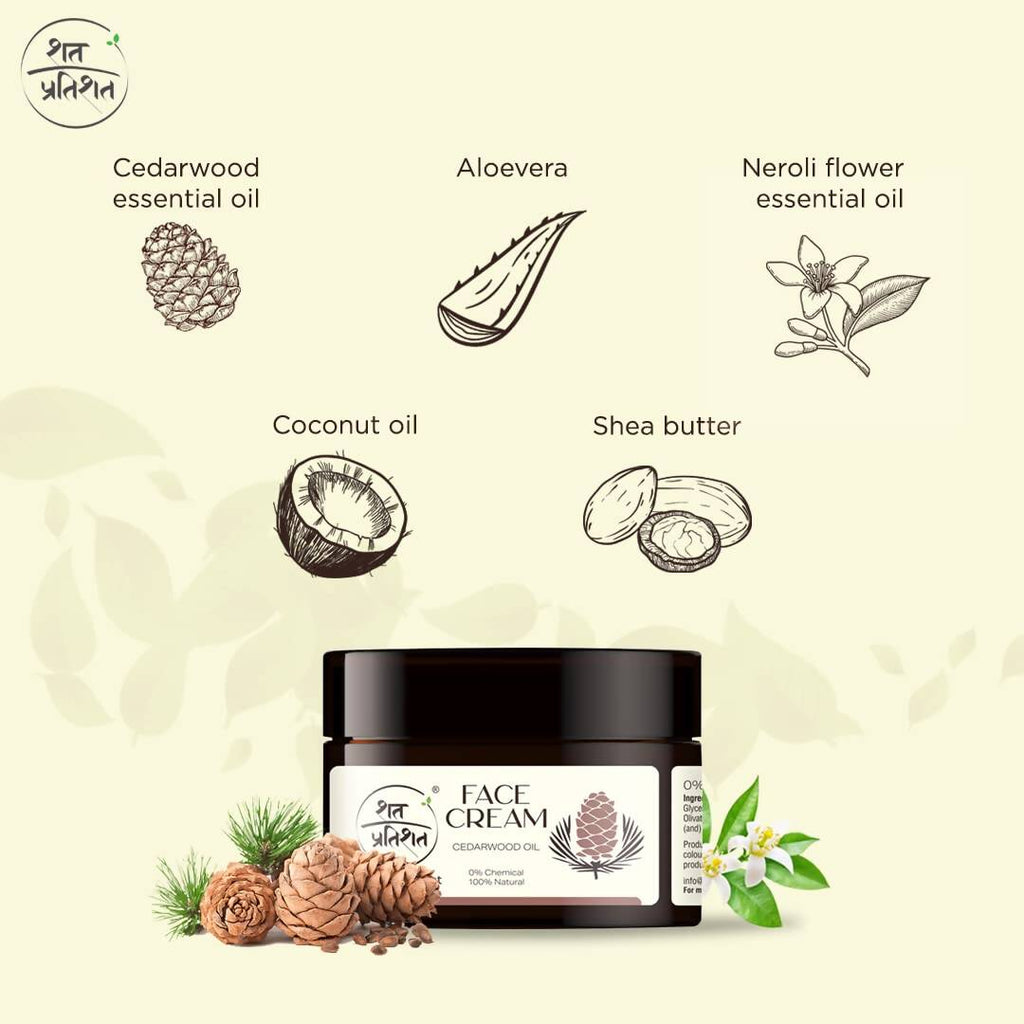 Shat Pratishat Natural Face Cream - Cedarwood Oil | Grocsy