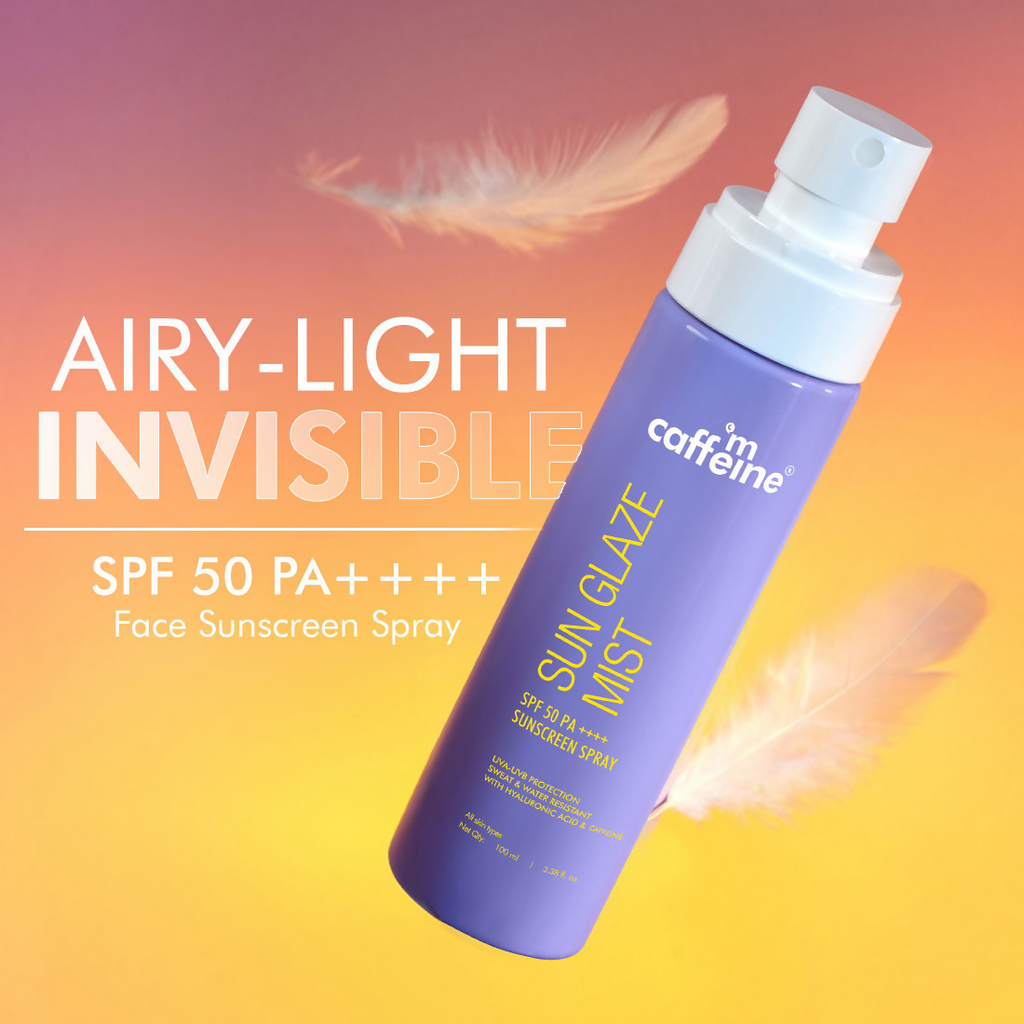 mCaffeine Sun Glaze SPF 50 PA++++ Face Sunscreen Spray | Grocsy