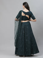 Green Georgette Thread with Sequins Embroidery Work Lehenga Choli with Dupatta - Jivika | Grocsy