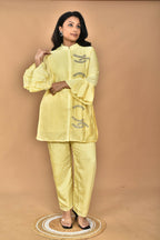 Morchari Women Hand Embroidery Co-Ords-Yellow | Grocsy