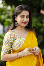 Mustard Silk Blend Ethnic Motifs Saree with Unstitched Blouse - Hiral Fashion | Grocsy