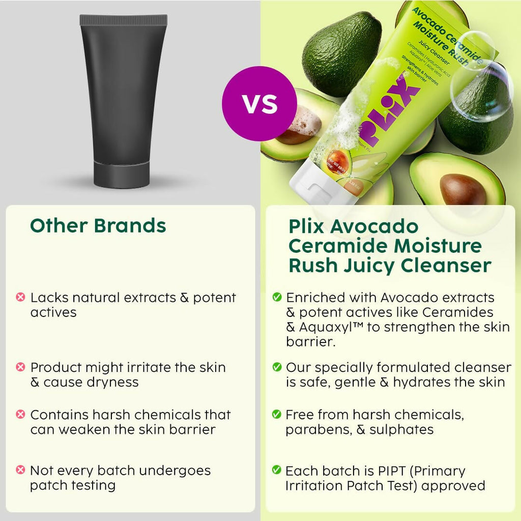 PLIX The Plant Fix Avocado Ceramide Moisture Rush Juicy Cleanser and Guava Moisturizer Combo | Grocsy