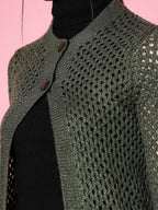 Women Self Design Green Acrylic Long Winter Shrug - Wool Trees | Grocsy