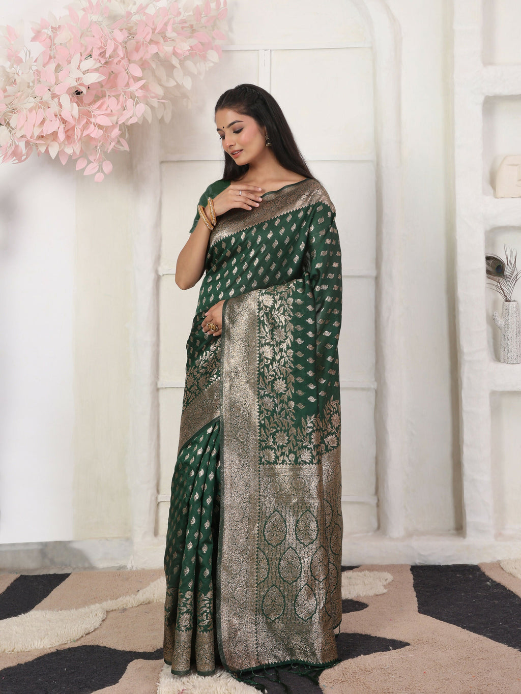 Shree Shyam Fashion Lichi Silk Blue Saree | Grocsy