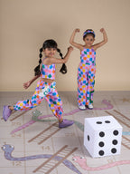 Snakes and Ladders Girls Multi Color Rotary Print Top and Pant Set from Siblings Collection | Grocsy