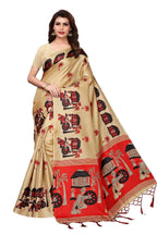 Vamika Kalamkari With Jhalar Khadi Silk Saree in Chiku Color | Grocsy