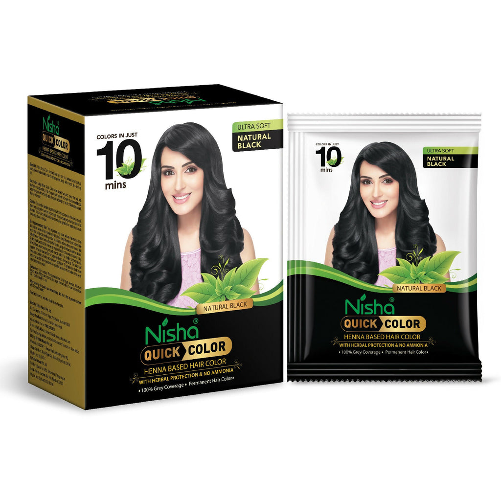 Nisha Quick Color Henna-Based Hair Color-Natural Black | Grocsy