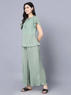 Myshka Women Green Top with Palazzos | Grocsy