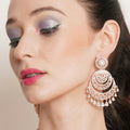 Rose Gold Diamond Chand Earrings- Ruby Raang | Grocsy
