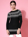 Women Winter Black Cotton Dress - Wool Trees | Grocsy