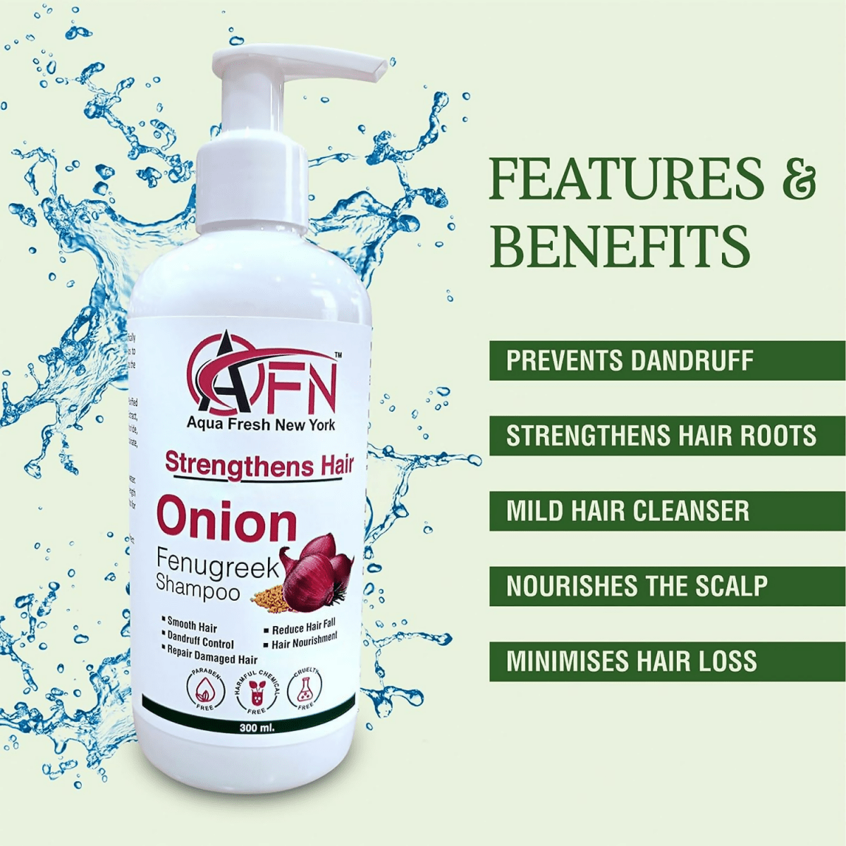 AFN Aqua Fresh New York Onion Fenugreek Shampoo | Grocsy