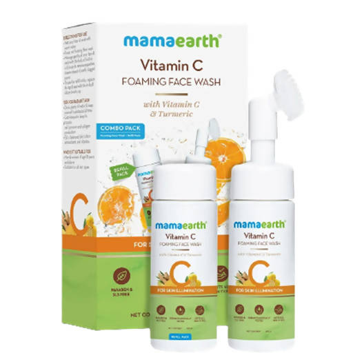 Mamaearth Vitamin C Foaming Face Wash With Brush Combo Pack | Grocsy