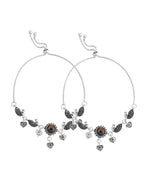 VOJ Set Of 2 Silver Plated Peacock Handcrafted Anklets | Grocsy