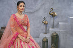 Kesar Fab Pink Organza Embroidered Lehenga | Grocsy