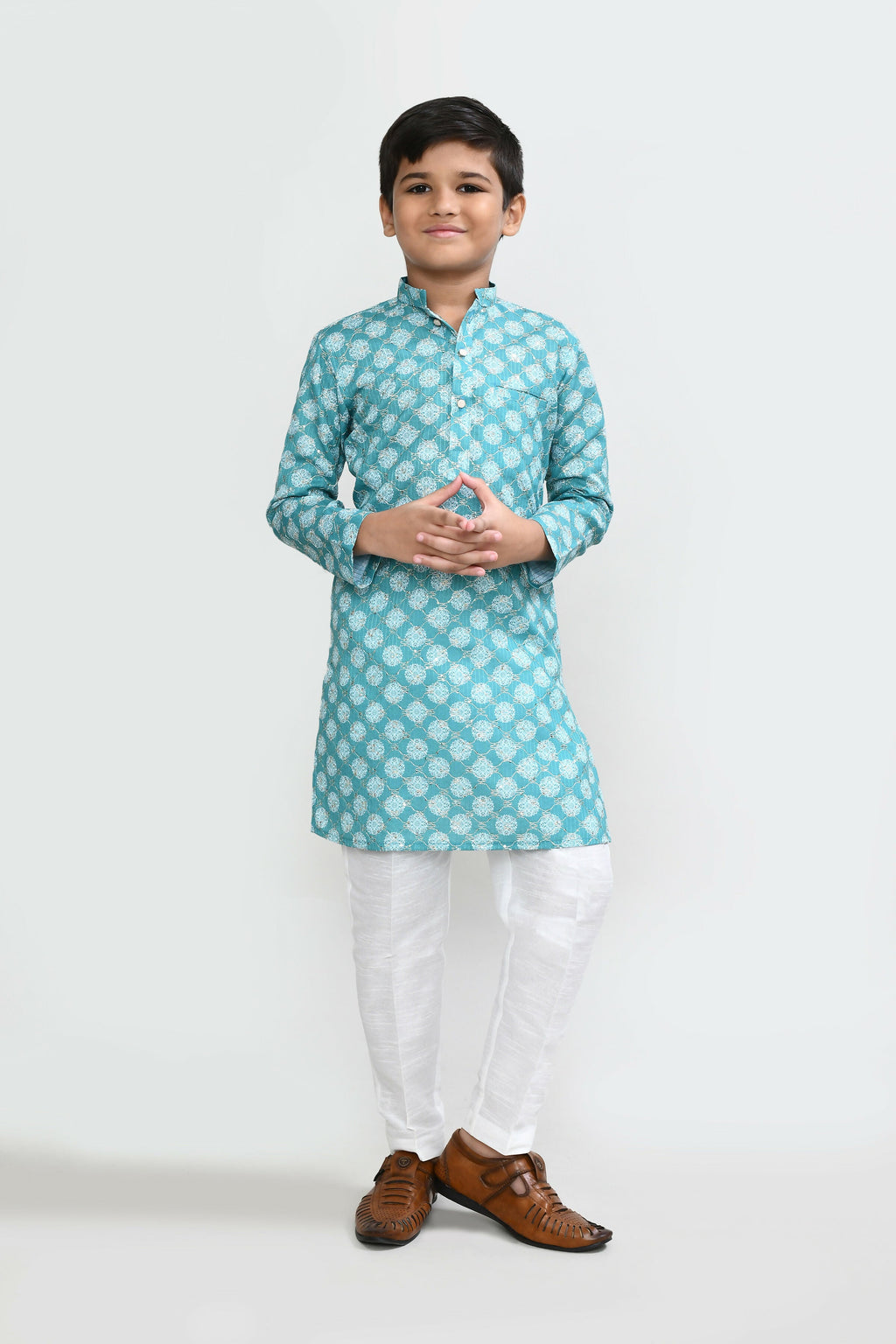Joban Fashion Cotton Green Kurta With Straight Fit Pant | Grocsy
