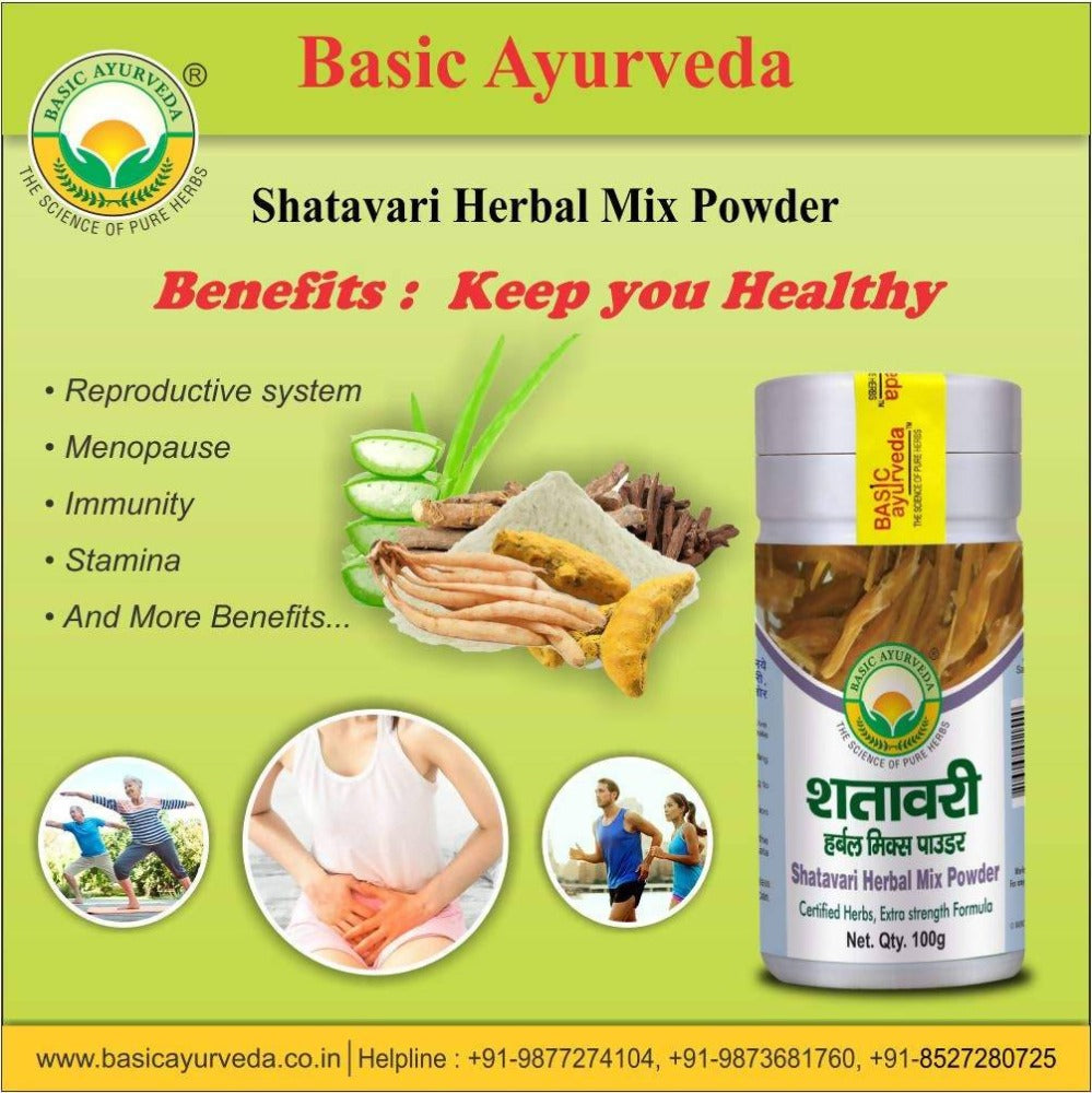 Basic Ayurveda Shatavari Herbal Mix Powder | Grocsy