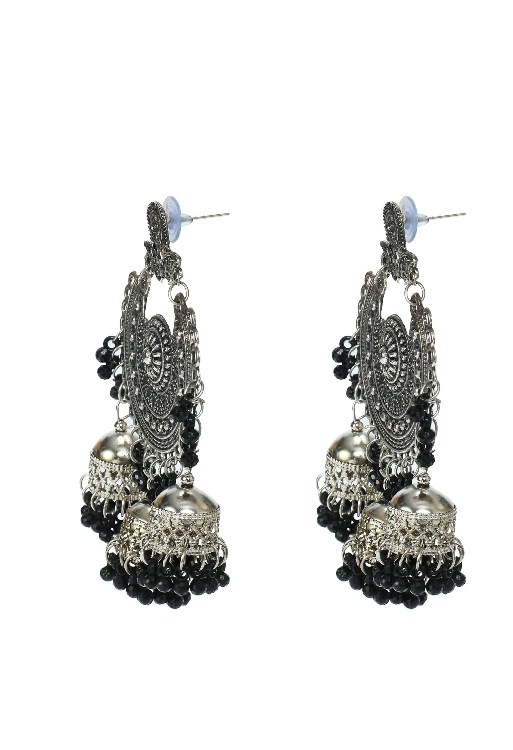 Mominos Fashion Johar Kamal Jhumkas With Maang Tikka Earrings