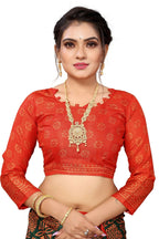 Vamika Red Printed Art Silk Saree | Grocsy