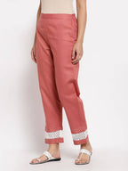 Myshka Women's Maroon Cotton Solid Casual Trouser | Grocsy