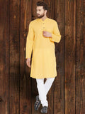 Even Apparels Pure Cotton Yellow Kurta - Yellow | Grocsy