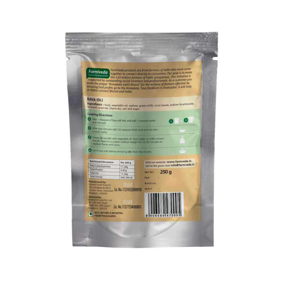 Farmveda Instant Mix- Rava Idli | Grocsy