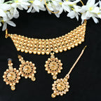 Mominos Fashion Johar Kamal Gold-Polished Brass Finish Kundan/Stone Choker For Women (Golden) | Grocsy