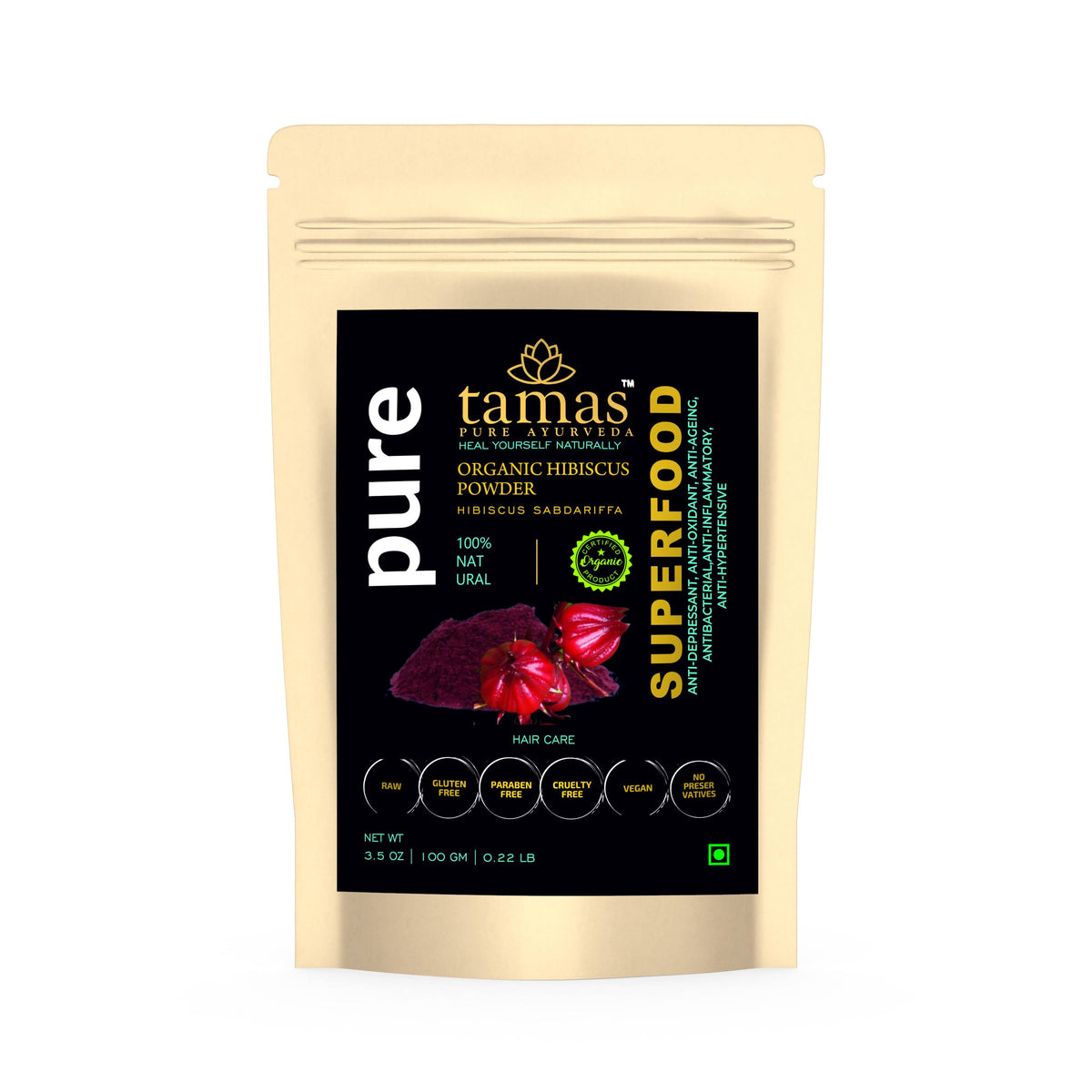 Tamas Pure Ayurveda Superfood Organic Hibiscus Powder | Grocsy