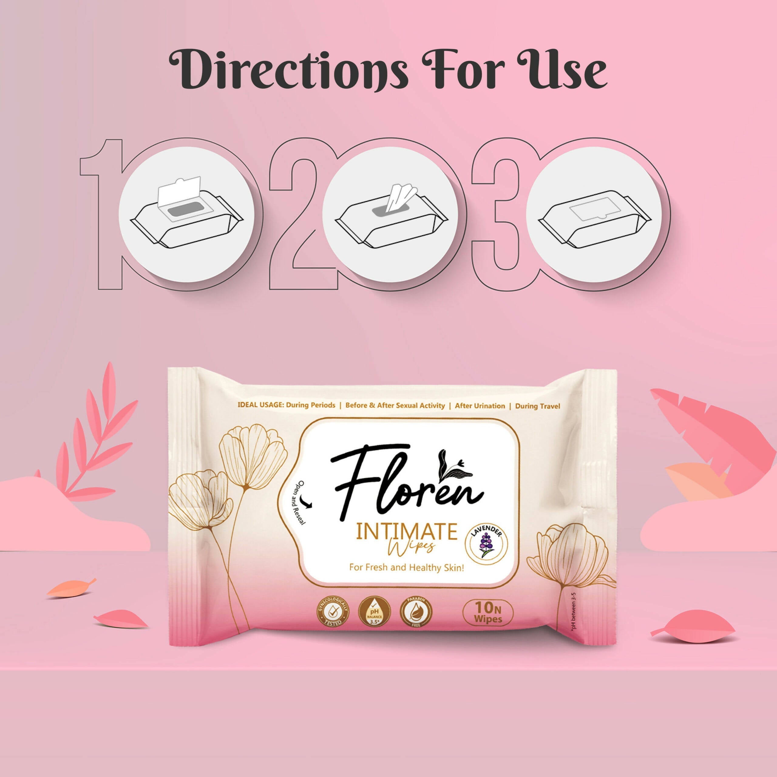 Floren Basil Intimate Wipes | Grocsy
