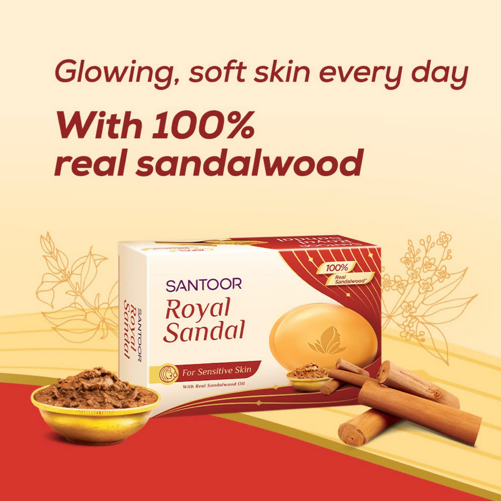 Santoor Royal Sandal Bathing Soap For Sensitive Skin | Grocsy