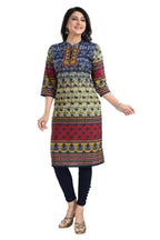 Snehal Creations Multicolored Designer Digital Print Cotton Slub Fabric Long Kurti Tunic | Grocsy
