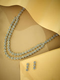 Nuyug 22K Gold-Plated Zircon Studded Enamel Embellished Dual Layered Necklace Set | Grocsy
