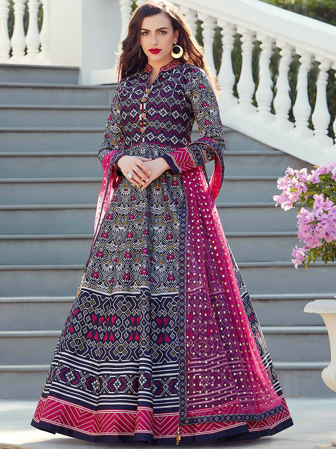 Partywear Designer Dark Blue Heavy Soft Killer Silk Salwar Suit - Anbazaar | Grocsy