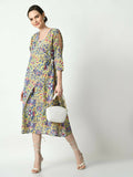 Myshka Women's Multi Floral Printed A-Line Dress | Grocsy