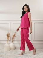 Joban Fashion Women's Fuchsia Cotton Yoga Set | Grocsy