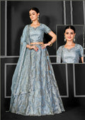 Grey Net Semi-Stitched Bridal Lehenga - Nimayaa Bonanza | Grocsy