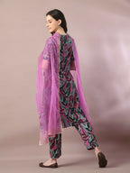 Myshka Women's Multi Printed Cotton Straight Party Kurta Set With Dupatta | Grocsy