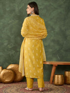 The52 Women's Gorgeous Rayon Fabric Printed Work Straight Kurta Pant and Dupatta Set | Grocsy