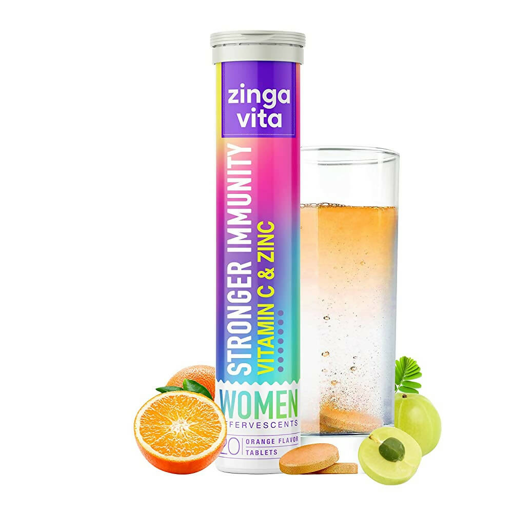 Zingavita Stronger Immunity Effervescent Tablets for Women (Orange Flavor) Sugar Free | Grocsy