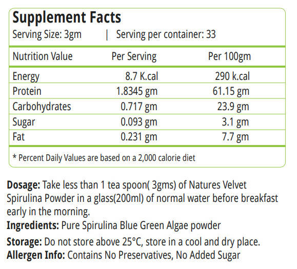 Nature's Velvet Spirulina Powder | Grocsy