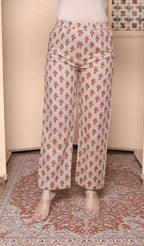 Miravan Womens Pure Cotton Straight Floral Printed Kurta With Palazzo-Multicolor | Grocsy