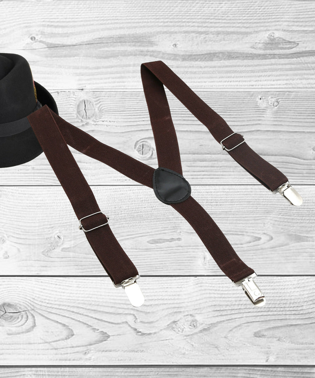 Manet Boys Solid Suspenders - Brown | Grocsy