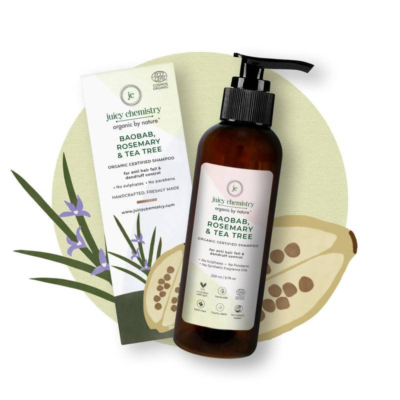 Juicy Chemistry Baobab Rosemary & Tea Tree Organic Shampoo | Grocsy